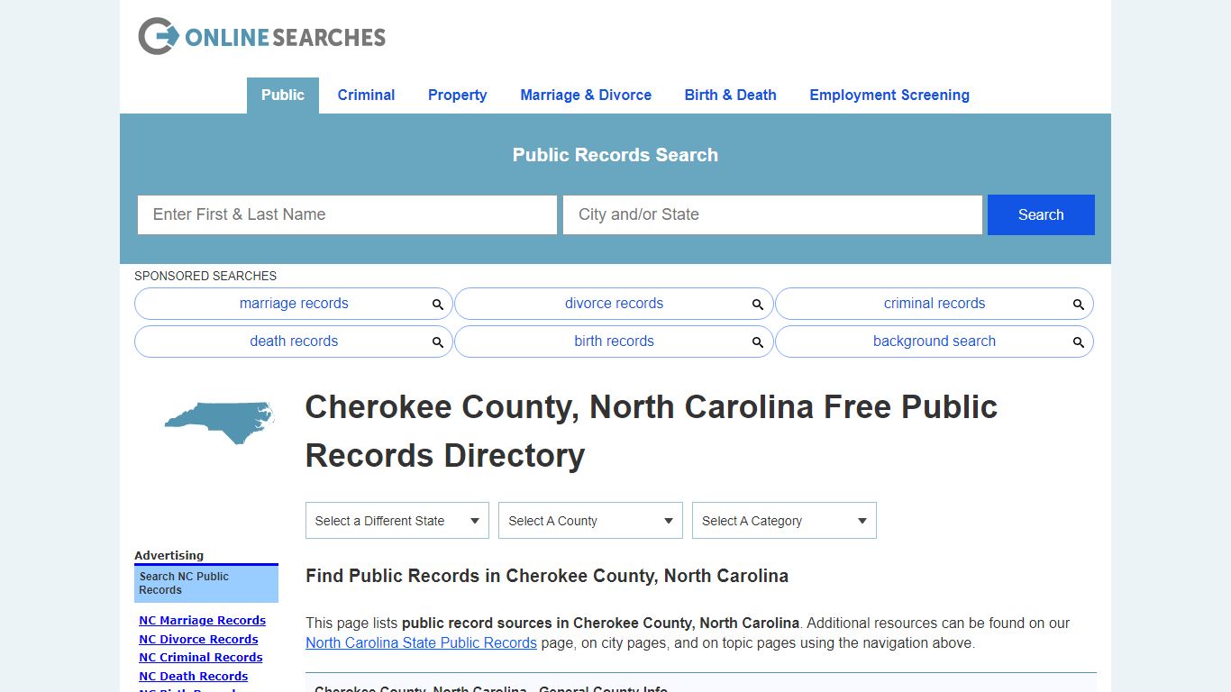 Cherokee County, North Carolina Public Records Directory