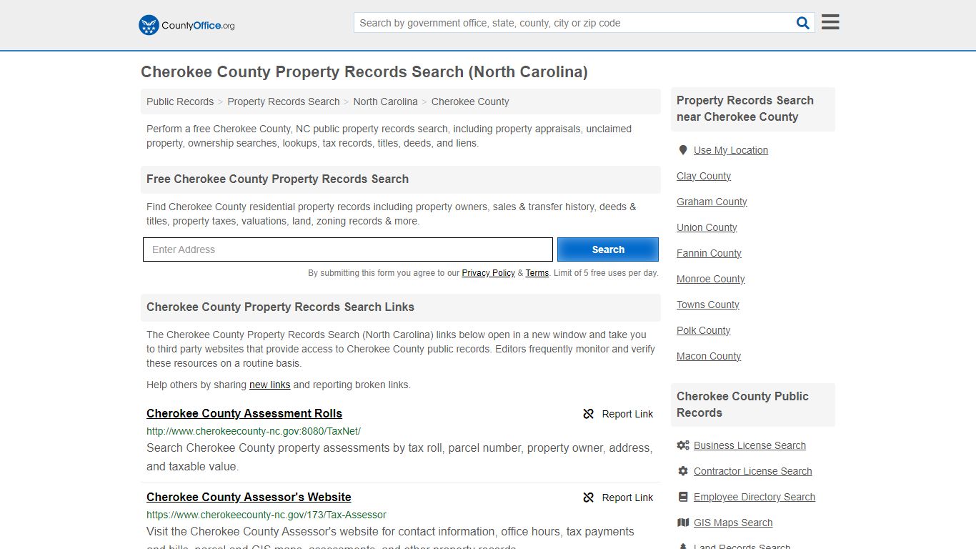 Cherokee County Property Records Search (North Carolina) - County Office